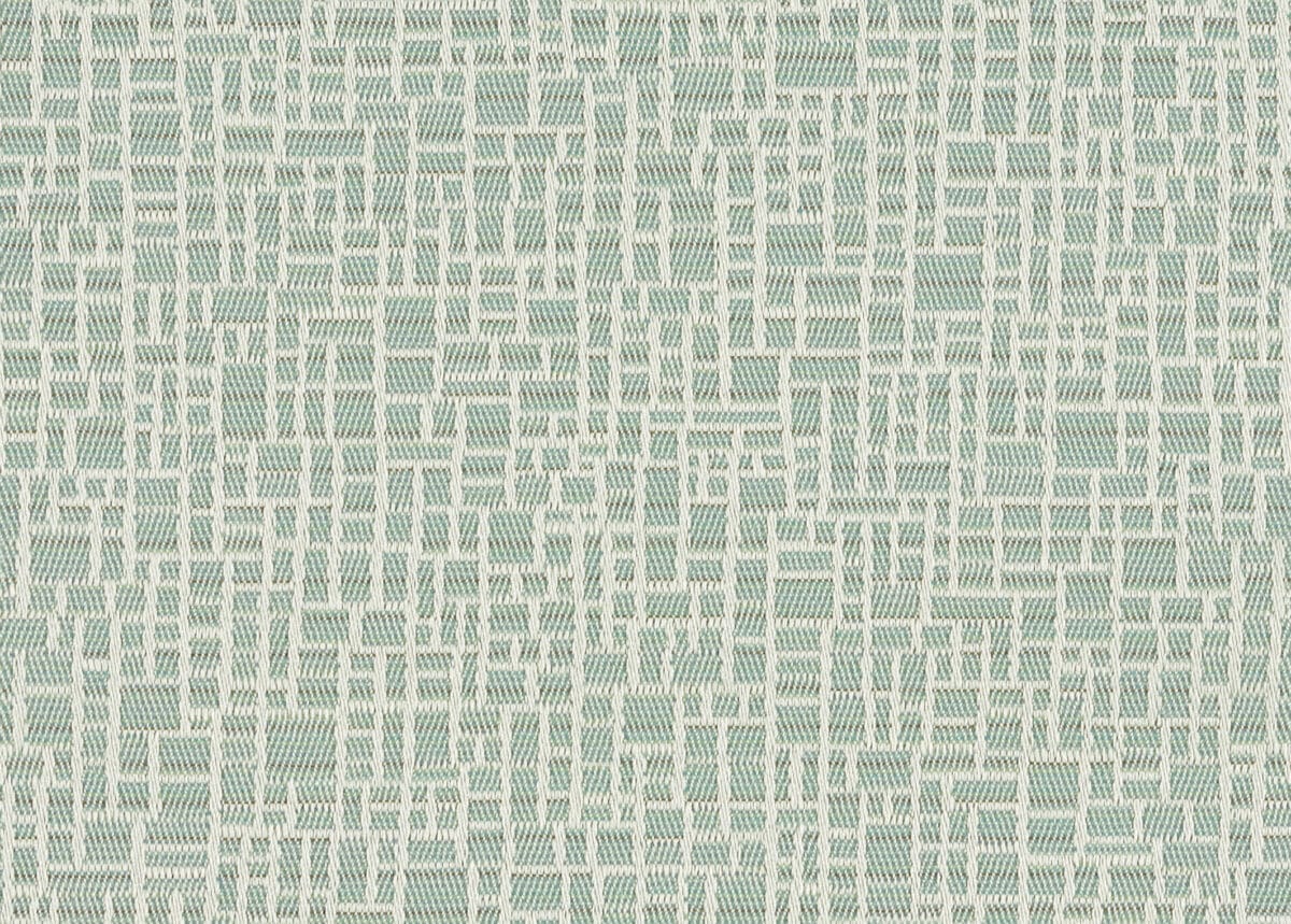 The image displays an abstract pattern with interlocking white and light blue woven lines, creating a textured geometric design.