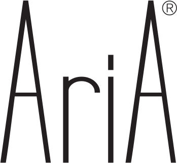 The image features the logo of Aria, prominently displaying the name with stylized typography and a registered trademark symbol in the top corner.