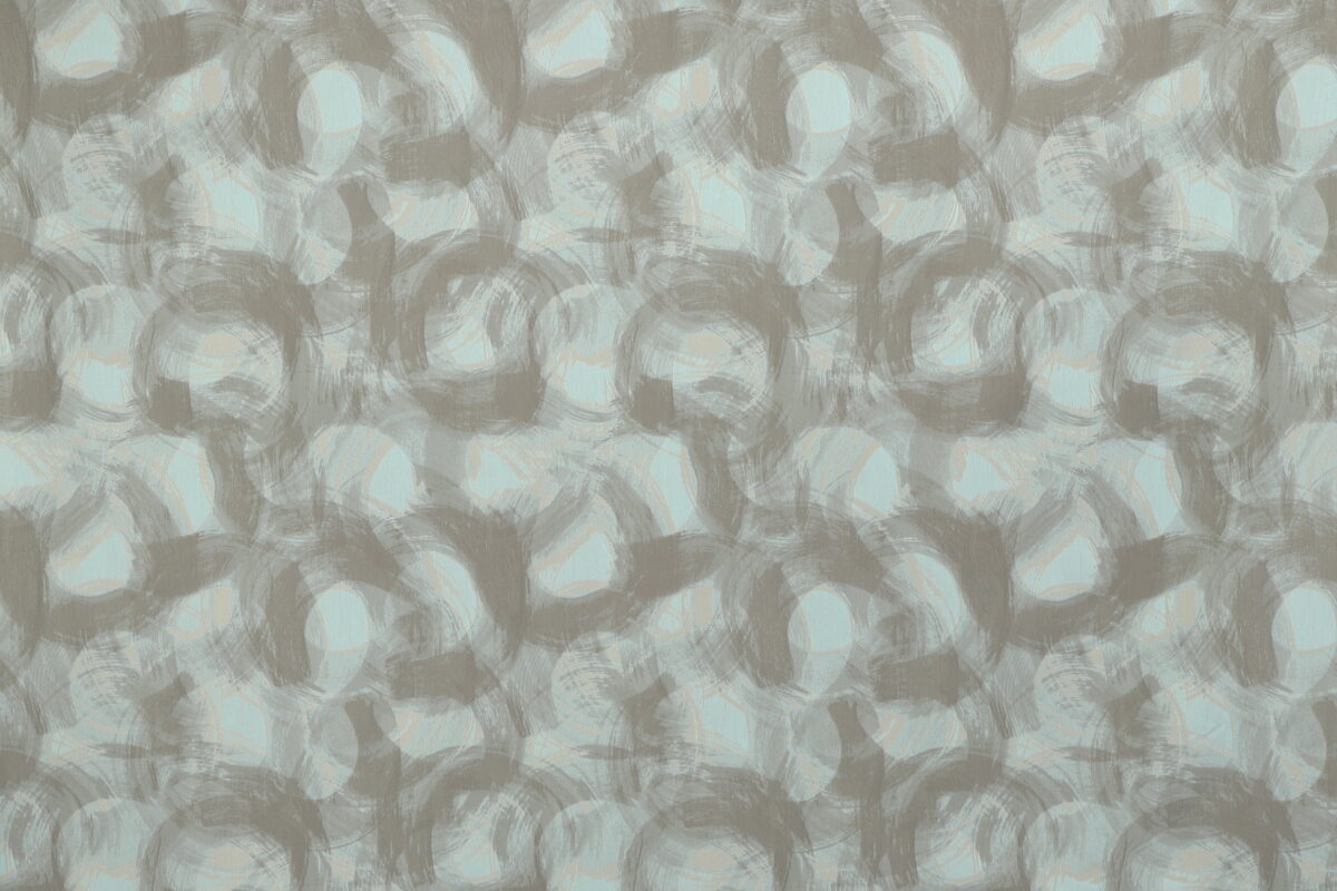 Abstract pattern with textured circles in shades of gray and beige. The design creates a dynamic, swirling effect on the surface.